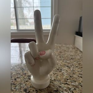 Heavy Peace Sign Hand Statue Art Decor Piece